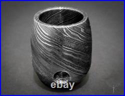 Premium Damascus Steel Handmade Smoking Pipe, Tobacco Pipe, Real Leather Sheath