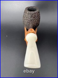 Preston Rogers UNSMOKED Rusticated Bent Brandy Tobacco Pipe