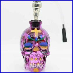 Purple Small Hookah Glass Pipe Skull Water 4 Smoking Tobacco w Hose Shisha