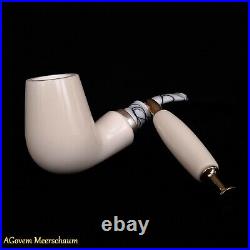 REVERSE Block Meerschaum Pipes Tamper w Silver Smoking Pfeife Pipa CASE 257