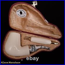 REVERSE Block Meerschaum Pipes Tamper w Silver Smoking Pfeife Pipa CASE 257