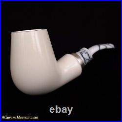 REVERSE Block Meerschaum Pipes Tamper w Silver Smoking Pfeife Pipa CASE 257