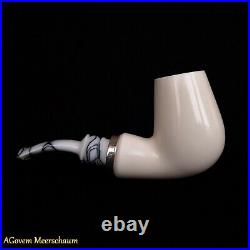 REVERSE Block Meerschaum Pipes Tamper w Silver Smoking Pfeife Pipa CASE 257