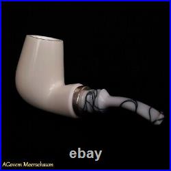 REVERSE Block Meerschaum Pipes Tamper w Silver Smoking Pfeife Pipa CASE 257