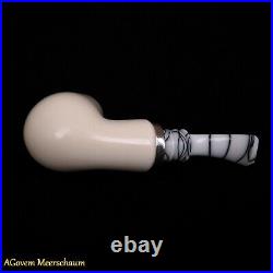 REVERSE Block Meerschaum Pipes Tamper w Silver Smoking Pfeife Pipa CASE 257