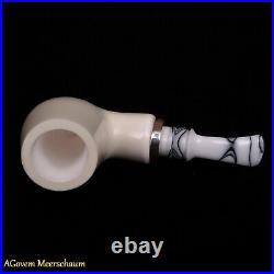 REVERSE Block Meerschaum Pipes Tamper w Silver Smoking Pfeife Pipa CASE 257