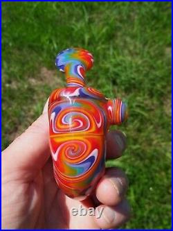 Rainbow Linework Glass Tobacco Pipe Sherlock