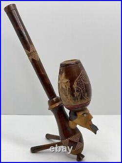 Rare Vintage Hand Carved 12in Egyptian Smoking Pipe