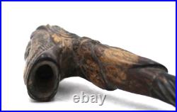 Rare Vtg Jamaica Carved Lignum Vitae 7 Iron Wood Pipe Rasta Man Smoking