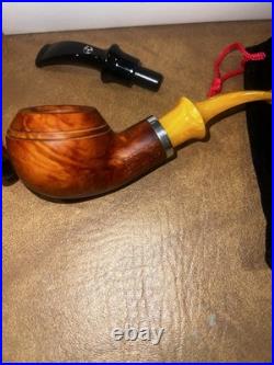 Rattray's Beltane Fire natural smooth 9mm tobacco pipe with3 stems total nib