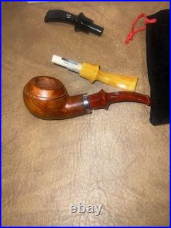 Rattray's Beltane Fire natural smooth 9mm tobacco pipe with3 stems total nib