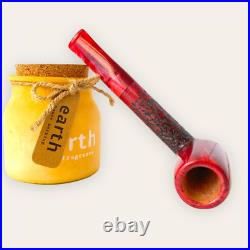 Red briar handmade artisan partially rusticated tobacco smoking pipe 6.3 inch