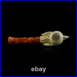 Reverse Eagle Claw Meerschaum Pipe smoking pfeife tobacco hand carve with case