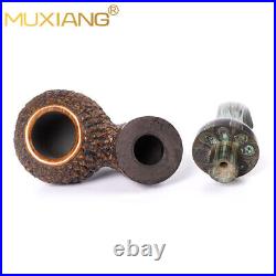 Rusticated Freehand Pipe Briar Wooden Tobacco Pipe Carved Smoking Pipe Gift Box