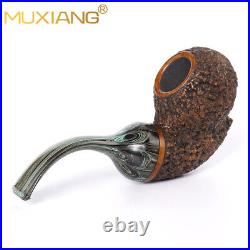 Rusticated Freehand Pipe Briar Wooden Tobacco Pipe Carved Smoking Pipe Gift Box