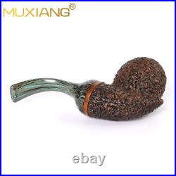 Rusticated Freehand Pipe Briar Wooden Tobacco Pipe Carved Smoking Pipe Gift Box