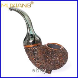Rusticated Freehand Pipe Briar Wooden Tobacco Pipe Carved Smoking Pipe Gift Box