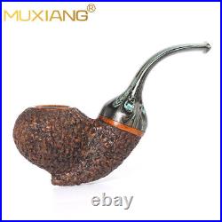 Rusticated Freehand Pipe Briar Wooden Tobacco Pipe Carved Smoking Pipe Gift Box