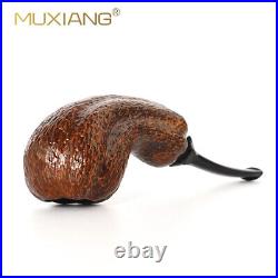 Rusticated Freehand Pipe Handmade Briar Tobacco Pipe Vulcanite Stem Gift Box