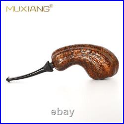 Rusticated Freehand Pipe Handmade Briar Tobacco Pipe Vulcanite Stem Gift Box