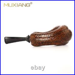 Rusticated Freehand Pipe Handmade Briar Tobacco Pipe Vulcanite Stem Gift Box