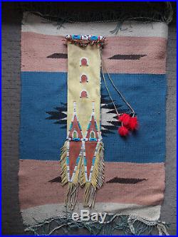 SIOUX both sides BEADED TOBACCO (PIPE) BAG Beadwork/Quillwork, Reproduction