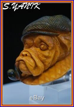 S. YANIK MEERSCHAUM Pipe Bulldog Smoking A Pipe Fitted Case