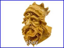 S. Yanik Hand-Carved Meerschaum Pipe King Viking Head Smoking Pipe with Case