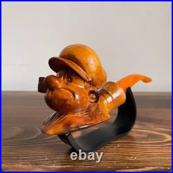 S. Yanik Hand-Carved Meerschaum Pipe Popeye Smoking Pipe with Case