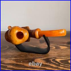 S. Yanik Hand-Carved Meerschaum Pipe Popeye Smoking Pipe with Case