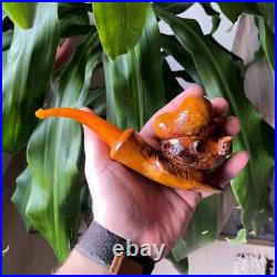 S. Yanik Hand-Carved Meerschaum Pipe Popeye Smoking Pipe with Case