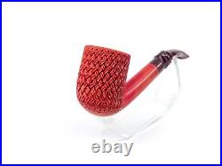 S. Yanik Meerschaum Pipe Billiard with Knot Ornament Smoking Pipe Ox Blood Color
