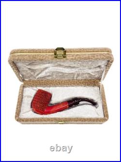 S. Yanik Meerschaum Pipe Billiard with Knot Ornament Smoking Pipe Ox Blood Color