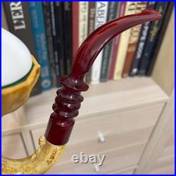 S. Yanik Meerschaum Pipe Calabash Smoking Pipe, Handmade Gourd Tobacco Pipe