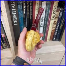 S. Yanik Meerschaum Pipe Calabash Smoking Pipe, Handmade Gourd Tobacco Pipe