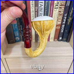 S. Yanik Meerschaum Pipe Calabash Smoking Pipe, Handmade Gourd Tobacco Pipe
