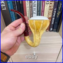 S. Yanik Meerschaum Pipe Calabash Smoking Pipe, Handmade Gourd Tobacco Pipe