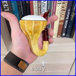 S. Yanik Meerschaum Pipe Calabash Smoking Pipe, Handmade Gourd Tobacco Pipe