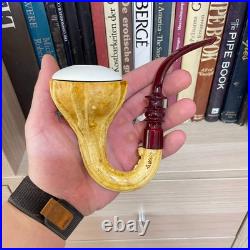 S. Yanik Meerschaum Pipe Calabash Smoking Pipe, Handmade Gourd Tobacco Pipe