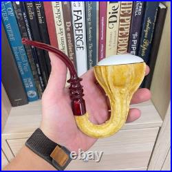 S. Yanik Meerschaum Pipe Calabash Smoking Pipe, Handmade Gourd Tobacco Pipe