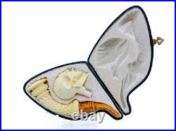 S. Yanik Meerschaum Pipe Churchwarden Skull Smoking Pipe, Handmade Tobacco Pipe