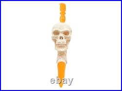 S. Yanik Meerschaum Pipe Churchwarden Skull Smoking Pipe, Handmade Tobacco Pipe