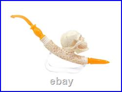 S. Yanik Meerschaum Pipe Churchwarden Skull Smoking Pipe, Handmade Tobacco Pipe