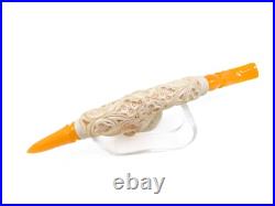 S. Yanik Meerschaum Pipe Churchwarden Skull Smoking Pipe, Handmade Tobacco Pipe