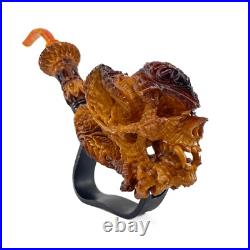 S. Yanik Meerschaum Pipe Demon Lord Skull Smoking Pipe, Handmade Tobacco Pipe