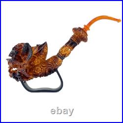 S. Yanik Meerschaum Pipe Demon Lord Skull Smoking Pipe, Handmade Tobacco Pipe