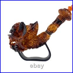 S. Yanik Meerschaum Pipe Demon Lord Skull Smoking Pipe, Handmade Tobacco Pipe