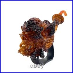 S. Yanik Meerschaum Pipe Demon Lord Skull Smoking Pipe, Handmade Tobacco Pipe