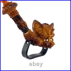 S. Yanik Meerschaum Pipe Demon Lord Skull Smoking Pipe, Handmade Tobacco Pipe