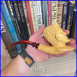 S. Yanik Meerschaum Pipe Frankenstein Smoking Pipe, Handcarved Tobacco Pipe